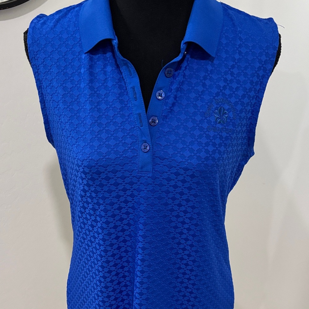 Antigua Royal Blue Textured Sleeveless Blouse